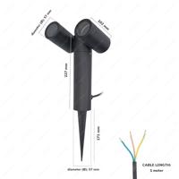Set van 9 Pinero Dubbel LED prikspots - GU10 8 watt 345 lumen - Dimbaar - Kantelbaar - 2700K warm wit - IP65 Waterdicht - Zwart - thumbnail