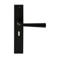 Hardbrass Deurkruk Mikonos op rechthoekig langschild sleutelgat 56mm - zwart - thumbnail