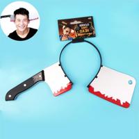Halloween kostuum partij hele Horror slijtage hoofd Props keuken mes haar Hoop spelshow Supplies - thumbnail