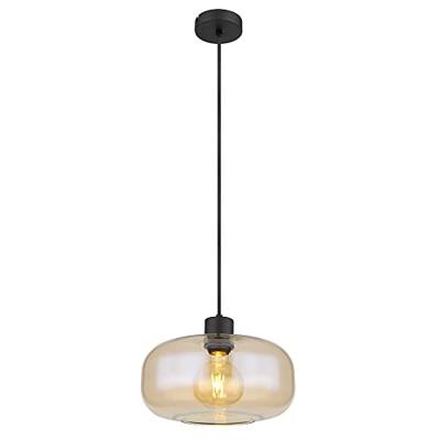 Globo Zwarte hanglampGiuseppe amber glas - 15566HA