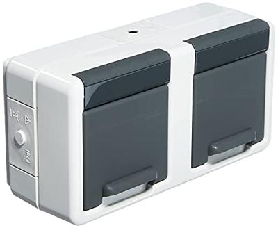 Buitenstopcontact dubbel horizontaal grijs Gira Buitenstopcontact dubbel horizontaal grijs Gira