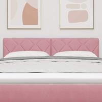 LED Hoofdbord met Diamant Blokken Ontwerp in Roze, 160 cm van Fluweel - thumbnail