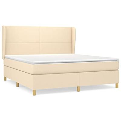 Boxspring met matras stof crèmekleurig 160x200 cm