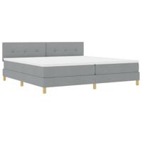 Boxspringbed met matras stof lichtgrijs 200x200 cm - thumbnail