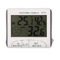 LCD digitale thermometer hygrometer vocht meter en bedrade temperatuur met externe sensor wit - thumbnail
