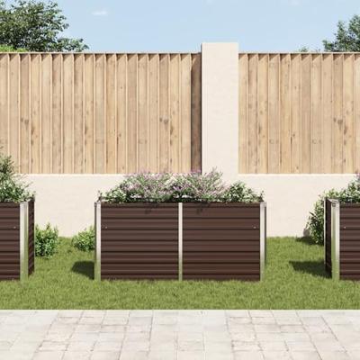 VidaXL Plantenbak verhoogd 160x40x77 cm gegalvaniseerd staal bruin VidaXL Plantenbak verhoogd 160x40x77 cm gegalvaniseerd staal bruin