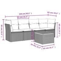 5-delige Loungeset met kussens poly rattan beige - thumbnail