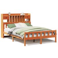 Bed met boekenkast zonder matras grenenhout wasbruin 160x200 cm - thumbnail