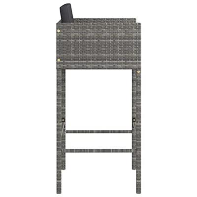Barkrukken 4 st met kussens poly rattan grijs