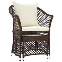 2-delige Loungeset met kussens poly rattan bruin - thumbnail