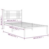 Bedframe met hoofdbord metaal zwart 100x190 cm - thumbnail