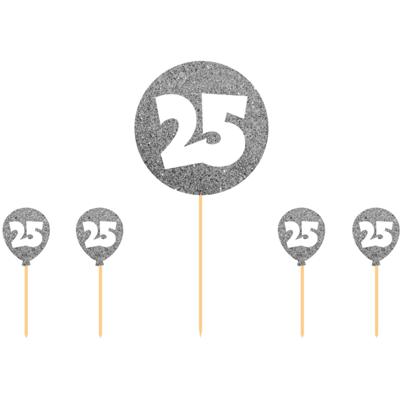 25 jaar taartdecoratie zilver versiering