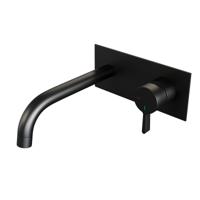 Brauer Black Edition Inbouw Wastafelmengkraan met Gebogen Uitloop en Afdekplaat Model E1 Mat Zwart - thumbnail