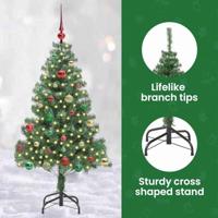 VidaXL Kerstboom met 150 led met standaard groen 150 cm pvc - thumbnail