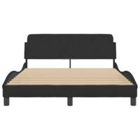 Bedframe met hoofdeinde fluweel zwart 140x200 cm - thumbnail