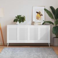 Kastdeuren met lamellen 4 st 61,5x39,4 cm grenenhout wit - thumbnail