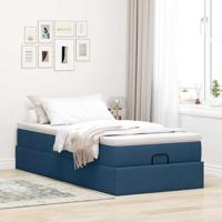 Ottoman bed met matras 140x190cm stof blauw - thumbnail
