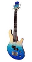 Flight Rock Series Mini Bass Ukulele Transparent Blue solid body elektrische bas-ukelele met deluxe gigbag - thumbnail