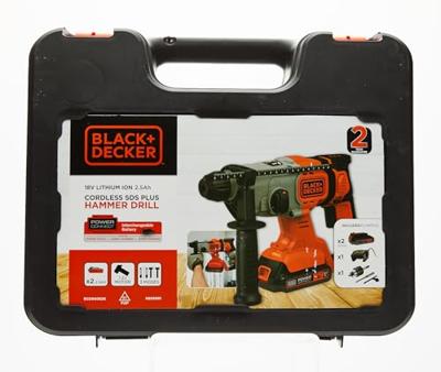 BLACK+DECKER BCD900E2K 18V 2x2.5Ah 1.2J SDS+ Boorhamer | 2x 18V 2.5Ah accu's + 1A Lader | In koffer - BCD900E2K-QW BLACK+DECKER BCD900E2K 18V 2x2.5Ah 1.2J SDS+ Boorhamer | 2x 18V 2.5Ah accu's + 1A Lader | In koffer - BCD900E2K-QW
