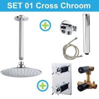 Wiesbaden inbouw regendouche set 01 Cross Chroom - thumbnail