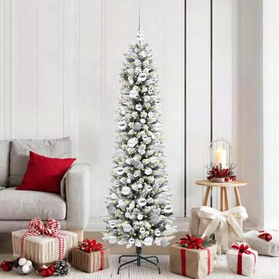 Kunstkerstboom met 300 LED Wit 180 cm PVC en Metaal en Plastic
