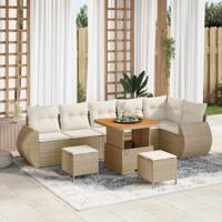 Tuinbankenset 9 pcs Beige poly rattan - thumbnail