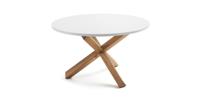 Kave Home Ronde Eettafel 'Lotus' 120cm, kleur Wit/Eiken - thumbnail