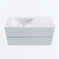 MONDIAZ VICA 100cm badmeubel onderkast Clay 2 lades. Wastafel CLOUD links zonder kraangat, kleur Talc. - thumbnail