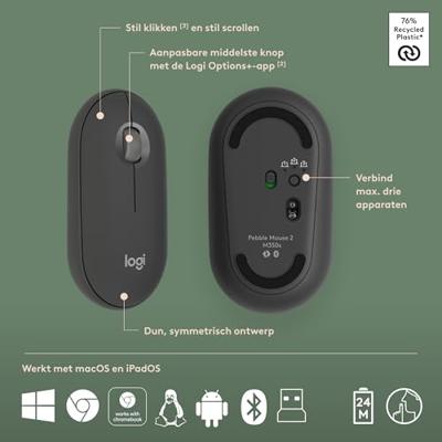 Logitech Pebble 2 Combo toetsenbord Inclusief muis RF-draadloos + Bluetooth QWERTY US International