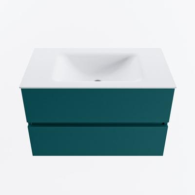 MONDIAZ VICA 80cm badmeubel onderkast Smag 2 lades. Wastafel CLOUD midden zonder kraangat, kleur Talc.