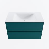 MONDIAZ VICA 80cm badmeubel onderkast Smag 2 lades. Wastafel CLOUD midden zonder kraangat, kleur Talc. - thumbnail