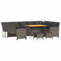 4-delige Loungeset met kussens poly rattan grijs - thumbnail