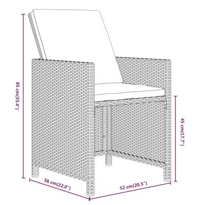 7-delige Tuinset met kussens poly rattan grijs