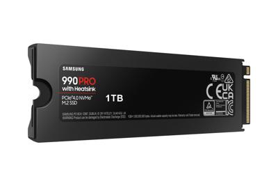 SAMSUNG - 990 PRO - Interne SSD - 1 TB - Met koellichaam - PCIe 4.0 - NVMe 2.0 - M2 2280 - Tot 7450 MB/s (MZ-V9P1T0GW)