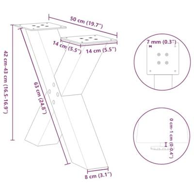 Salontafelpoten 2 st X-vormig 50x(42-43) cm staal zwart
