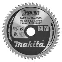 Makita Cirkelzaagblad voor Aluminium | Specialized | Ø 136mm Asgat 20mm 50T - B-40303 - thumbnail