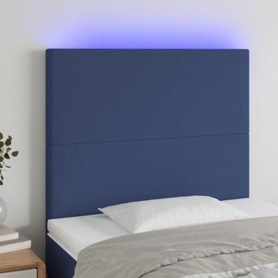Hoofdbord LED 80x5x118/128 cm stof blauw