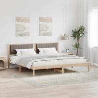 Bedframe met hoofdeinde Taupe 200 x 200 cm Massief grenenhout - thumbnail