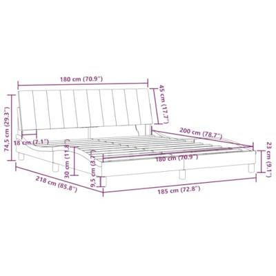 Bedframe met LED zonder matras "Hanko" fluweel roze 180x200 cm