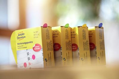 Avery marking dots, diameter 10 mm, rol met 800 stuks, blauw