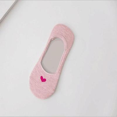 3 paar anti-slip hart patroon onzichtbare sokken (roze)