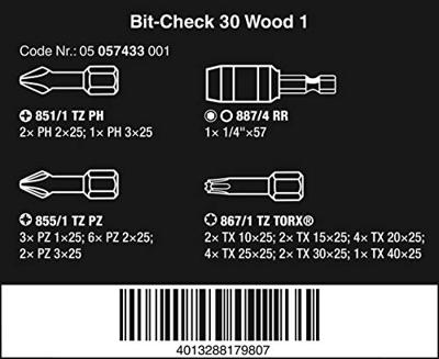 Wera Bit-Check 30 Wood 1, 30 -delig - 1 stuk(s) - 05057433001