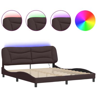 Bedframe met LED zonder matras "Hvar" 140x190 cm stof donkerbruin