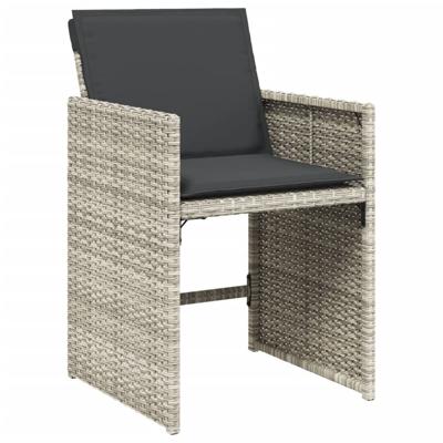 5-delige Tuinset met kussens poly rattan lichtgrijs - thumbnail
