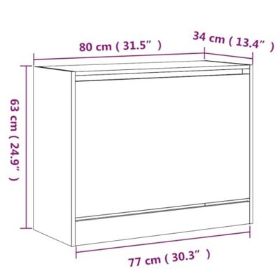 Schoenenkast 80x34x63 cm bewerkt hout gerookt eikenkleurig Schoenenkast 80x34x63 cm bewerkt hout gerookt eikenkleurig