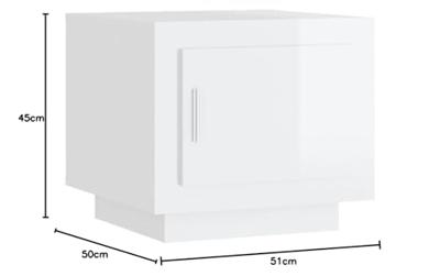 Salontafel 51x50x45 cm bewerkt hout hoogglans wit Salontafel 51x50x45 cm bewerkt hout hoogglans wit