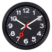Wandklok 35 cm - geruisloos - zwart - geanodiseerd aluminium - NeXtime 'Station All Black' - thumbnail
