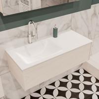 Mondiaz Lush Cloud badmeubel underlayment 100 cm 1 lade solid surface enkele spoelbak links 1 kraangat - thumbnail