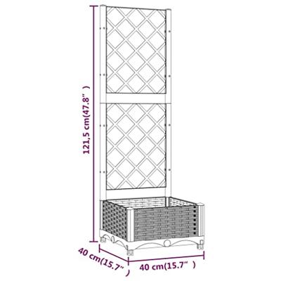 VidaXL Plantenbak met latwerk 40x40x121,5 cm polypropeen VidaXL Plantenbak met latwerk 40x40x121,5 cm polypropeen