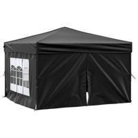 Partytent inklapbaar met zijwanden 3x3 m zwart - thumbnail